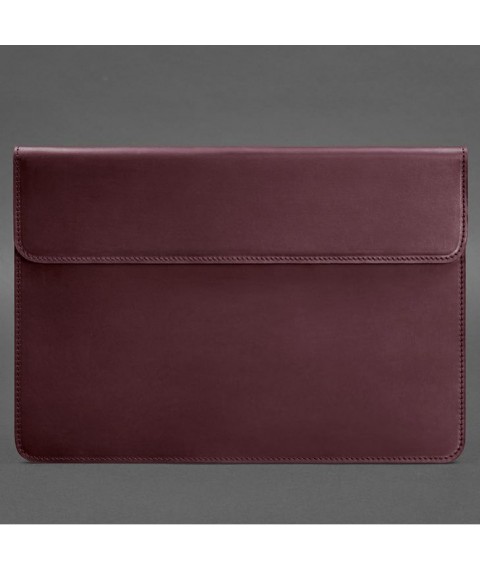 Leather envelope case with magnets for laptop Universal Burgundy Crazy Horse