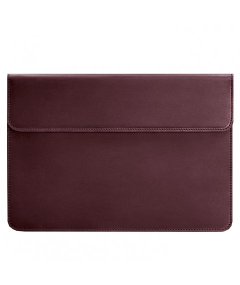 Leather envelope case with magnets for laptop Universal Burgundy Crazy Horse