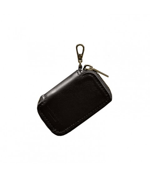 Leather car key case dark brown crust