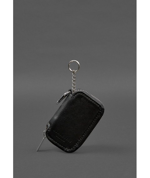 Leather car key case, black crust