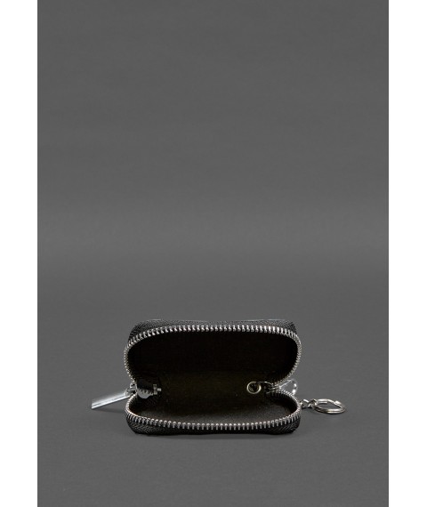 Leather car key case, black crust