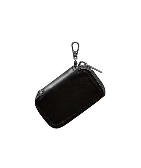 Leather car key case, black crust