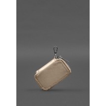 Leather car key case light beige crust