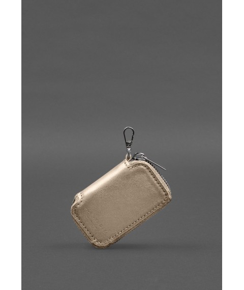 Leather car key case light beige crust