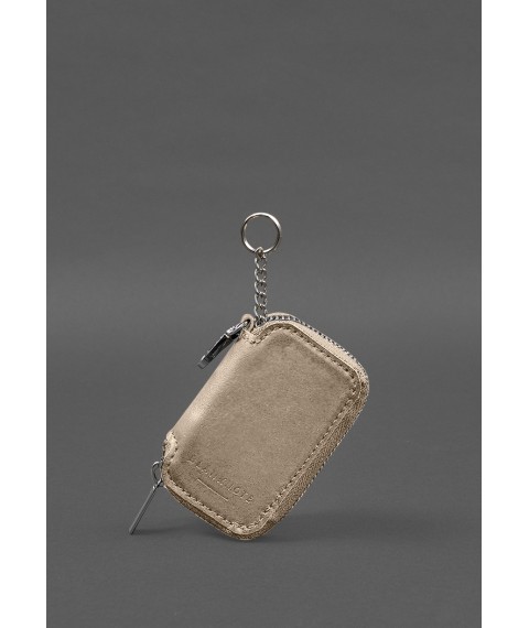 Leather car key case light beige crust