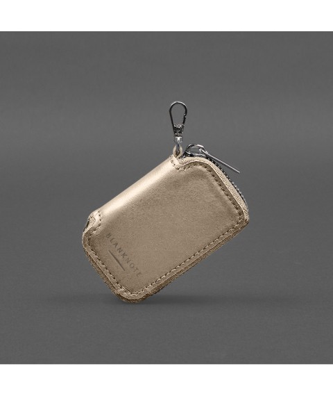 Leather car key case light beige crust