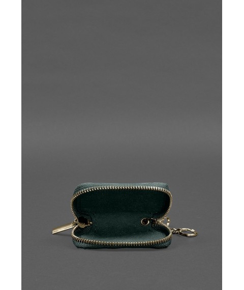 Leather car key case green crust