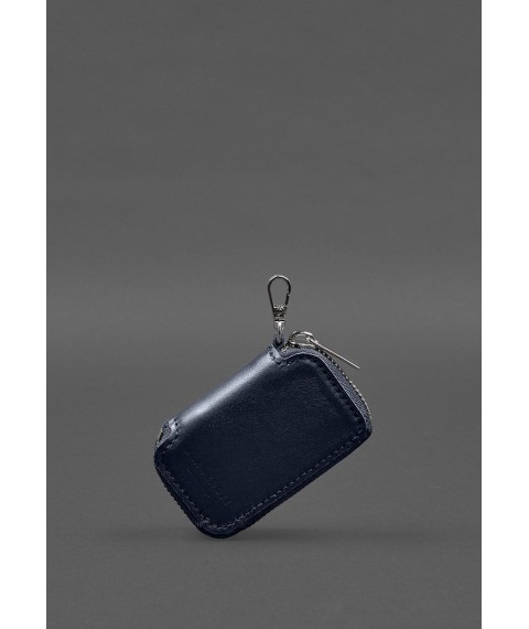 Leather car key case blue crust