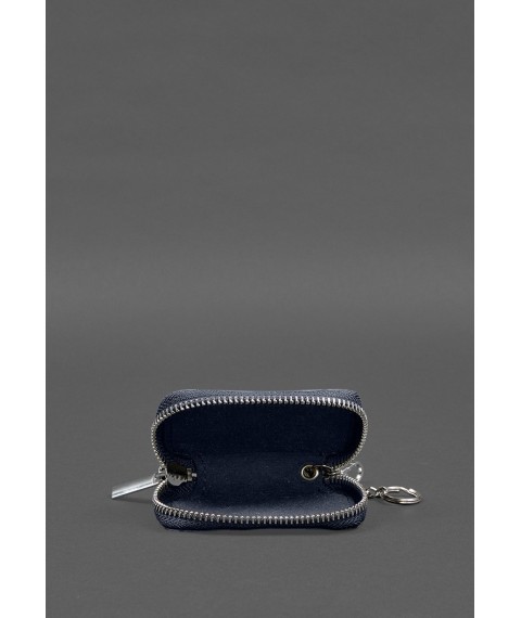 Leather car key case blue crust