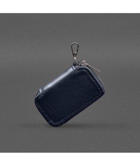 Leather car key case blue crust