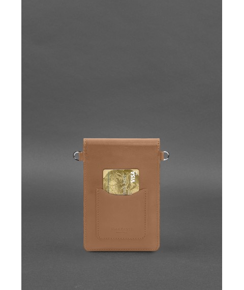 Кожаная сумка-чехол для телефона maxi Карамель