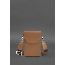 Шкіряна сумка для телефону maxi Карамель