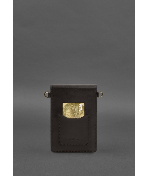 Leather maxi phone case Dark brown