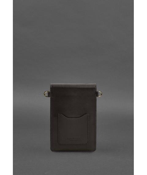 Кожаная сумка-чехол для телефона maxi Темно-коричневая