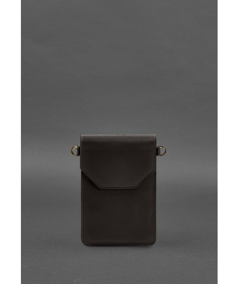 Шкіряна сумка для телефону maxi Темно-коричнева