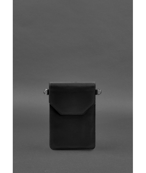 Кожаная сумка-чехол для телефона maxi Чорна