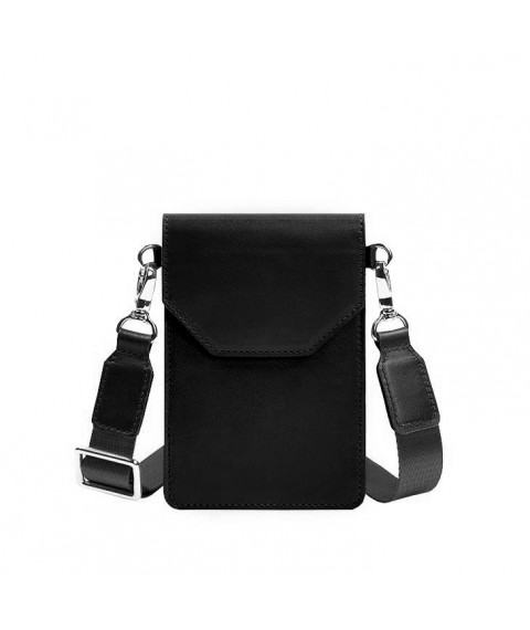 Кожаная сумка-чехол для телефона maxi Чорна