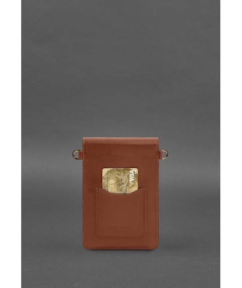 Шкіряна сумка для телефону maxi Світло-коричнева