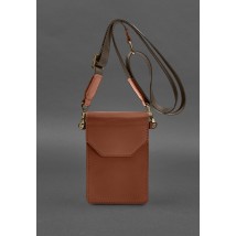 Кожаная сумка-чехол для телефона maxi Светло-коричневая