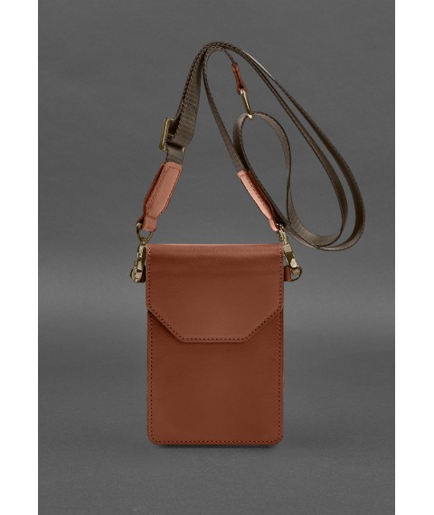 Leather maxi phone case Light brown