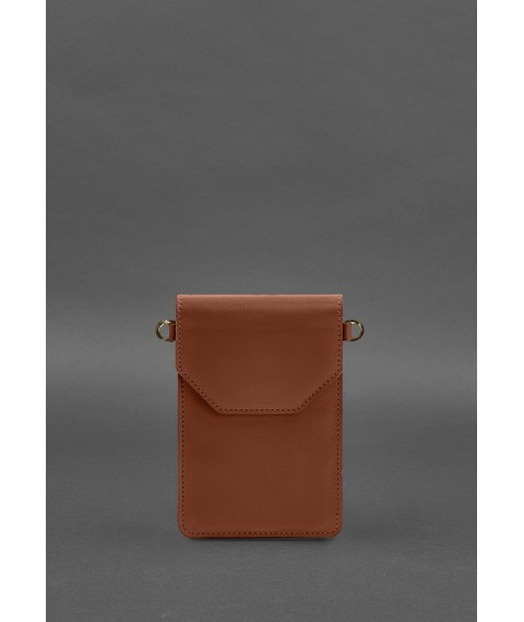 Шкіряна сумка для телефону maxi Світло-коричнева