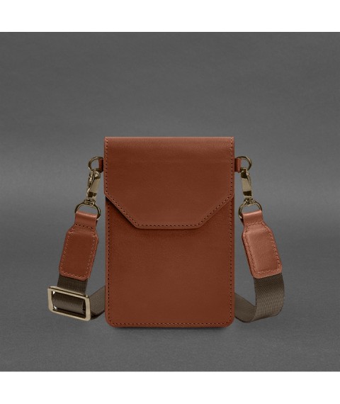 Leather maxi phone case Light brown