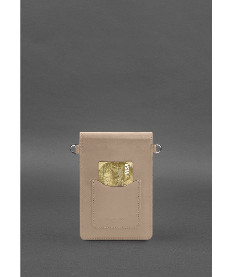 Leather maxi phone case Light beige