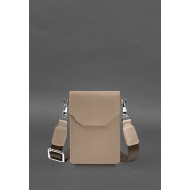 Leather maxi phone case Light beige