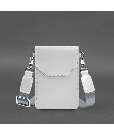 Кожаная сумка-чехол для телефона maxi Белая