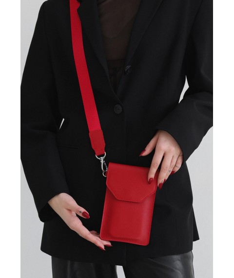 Leather phone bag maxi Red