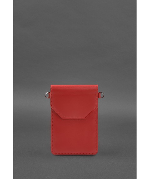 Шкіряна сумка-чохол для телефону maxi Червона