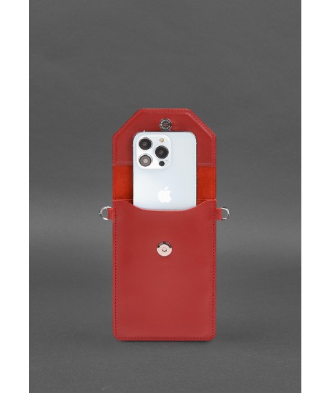 Leather phone bag maxi Red