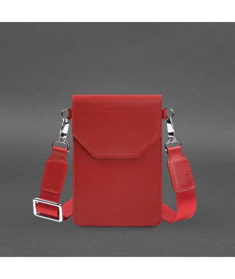 Кожаная сумка-чехол для телефона maxi Красная