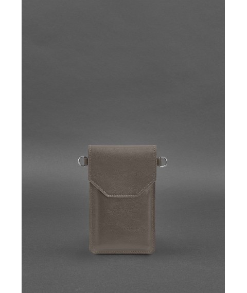 Шкіряна сумка-чохол для телефону темно-бежева