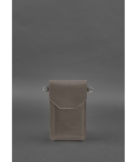 Leather phone bag, dark beige