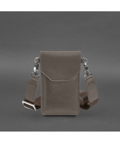 Leather phone bag, dark beige