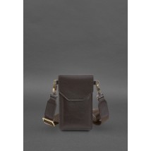 Кожаная сумка-чехол для телефона коричневая
