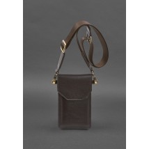 Шкіряна сумка-чохол для телефону коричнева