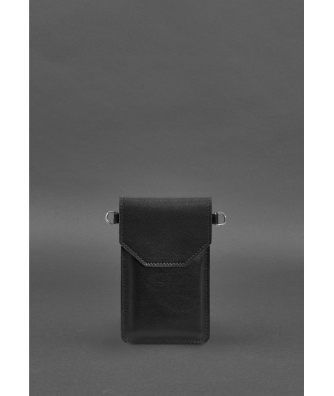 Шкіряна сумка-чохол для телефону чорна