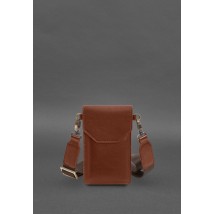 Кожаная сумка-чехол для телефона светло-коричневая
