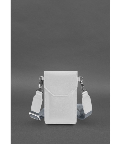 Кожаная сумка-чехол для телефона белая