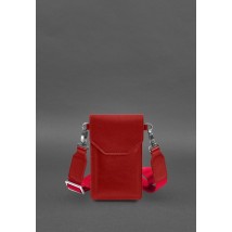 Шкіряна сумка-чохол для телефону червона