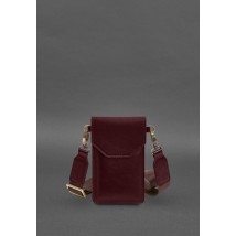 Кожаная сумка-чехол для телефона бордовая
