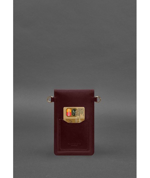 Кожаная сумка-чехол для телефона бордовая