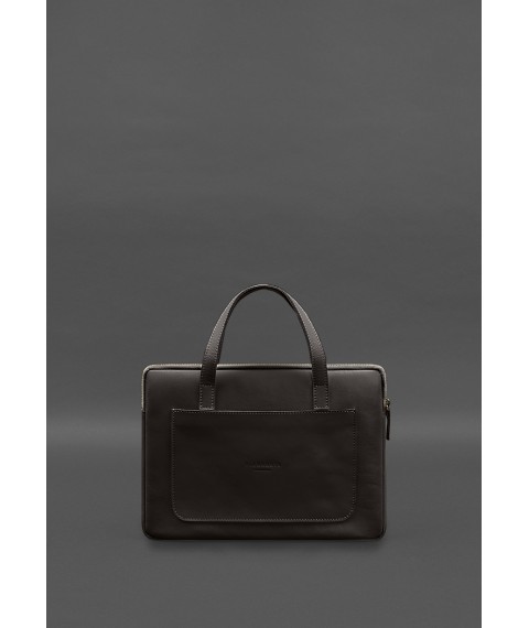 Leather case with handles for laptop 13 inch Dark brown
