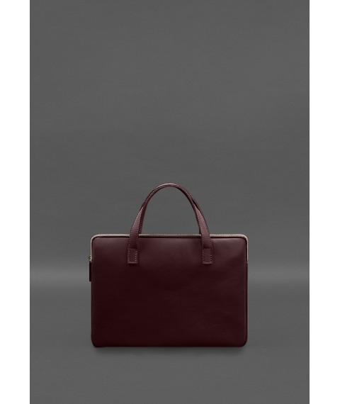 Leather case with handles for laptop 13 inch Burgundy