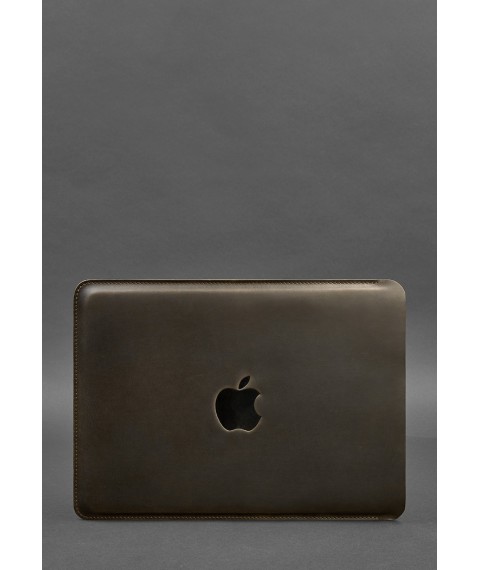Leather case for MacBook 14 inch Dark brown Crazy Horse