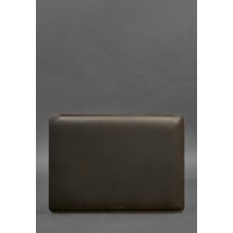 Leather case for MacBook 14 inch Dark brown Crazy Horse