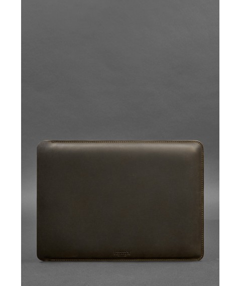 Leather case for MacBook 14 inch Dark brown Crazy Horse