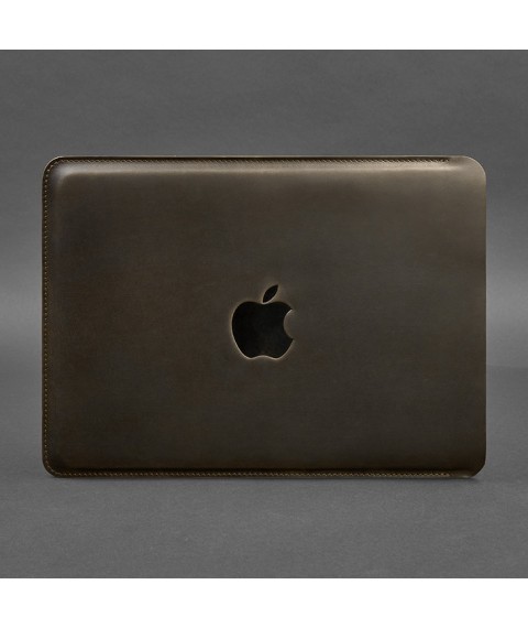Leather case for MacBook 14 inch Dark brown Crazy Horse